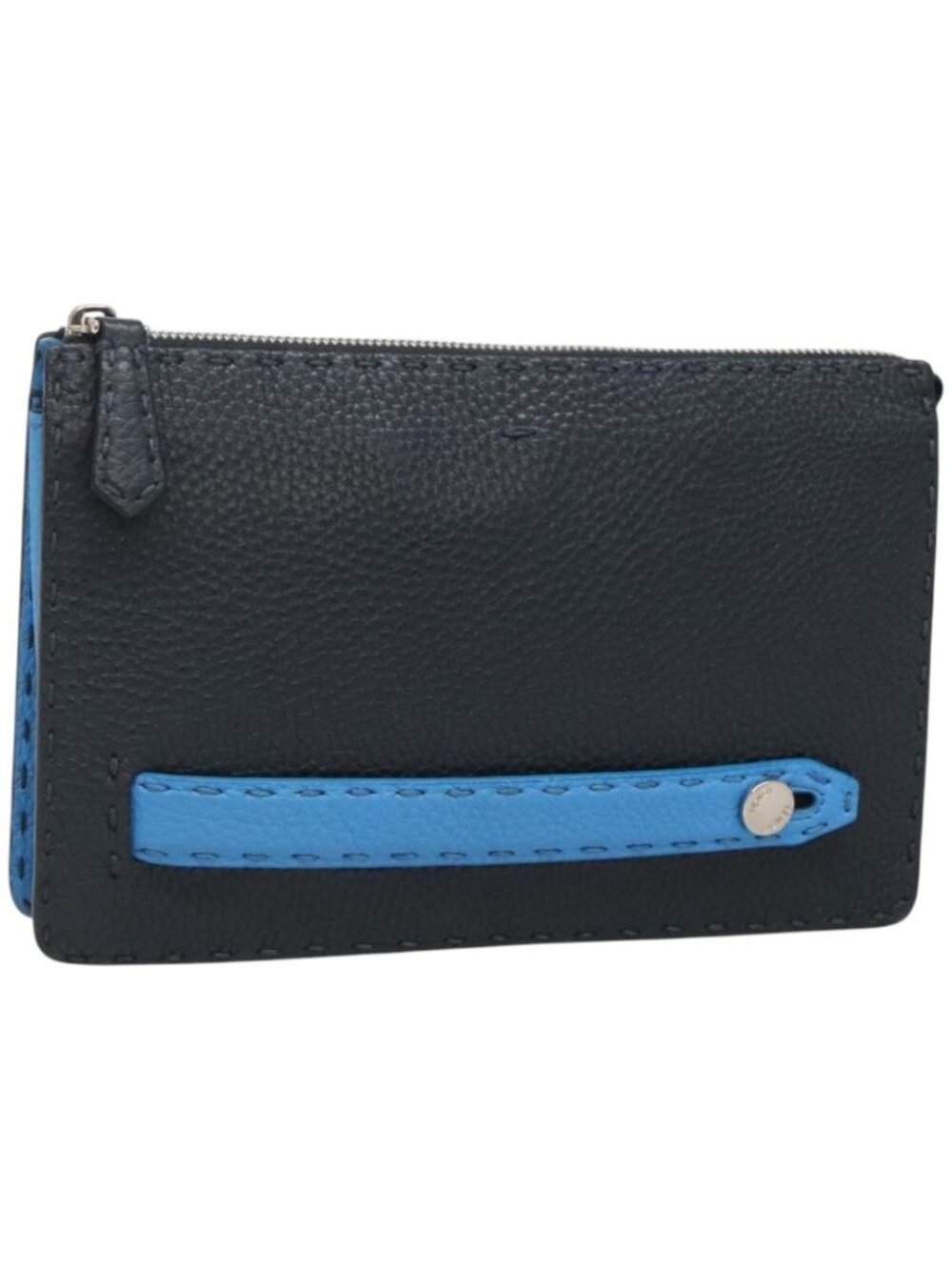 FENDI Celeria Clutch Bag Leather Black